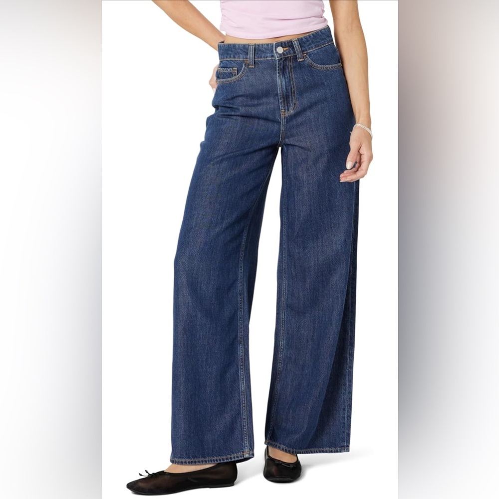 The Drop Alba High Rise Wide Leg Jeans Light Indigo NWT Size 26 or 28